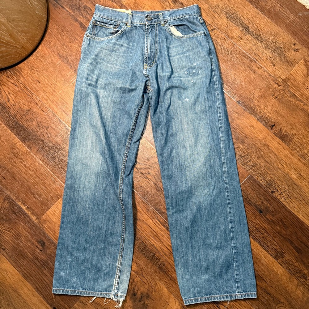 Chor Mens 31x32 Wide Leg Baggy Blue Jeans Y2K Skater Distressed Medium Wash
